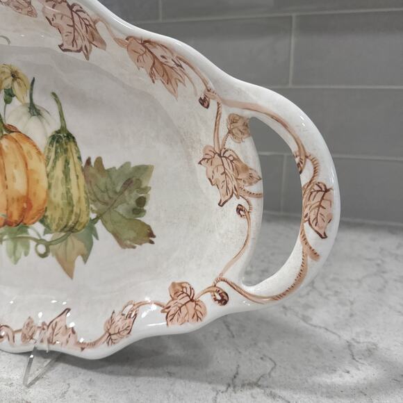 FALL PUMPKINS Large 20x11” Melamine Serving Tray Platter w/ Handles Farmhouse - Picture 3 of 9